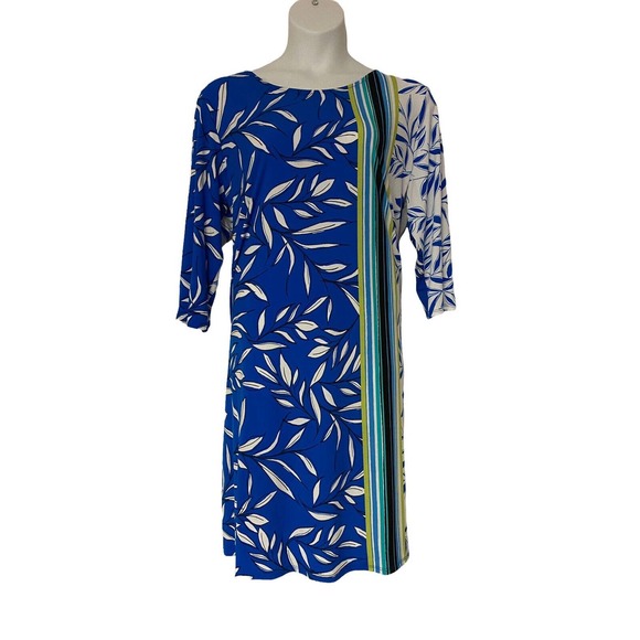Monroe & Main Tops - SOLD! Mixed Leaf Print Calf Length Tunic size 2X Monroe & Main Blue White Top